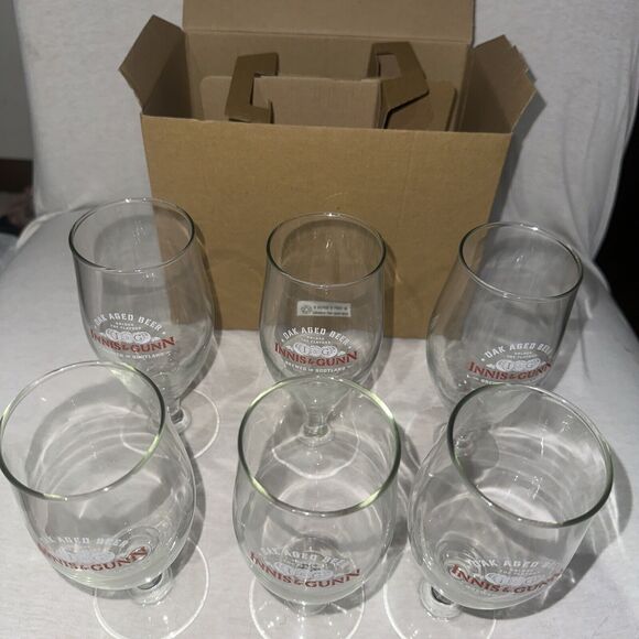 NEW 6 Innis & Gunn Oak Aged Beer 7" Stemmed Glass 11oz Brewed in Scotland Vtg - Picture 3 of 5